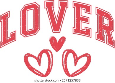 Lover - Happy Valentine's day T-shirt Design, Valentine Varsity T-shirt design, Retro Valentine, retro Varsity, Love Heart Vector file, boho varsity, boho design