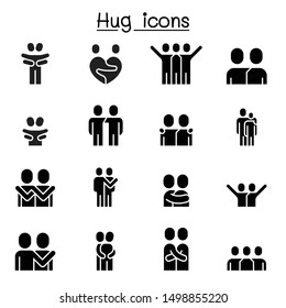 Lover, hug, friendship, relationship icon set vector illustration graphic design