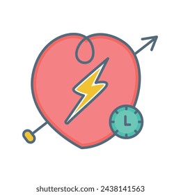 Lover icon with lightning sign. Time for romance vector icon