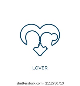 lover icon. Thin linear lover outline icon isolated on white background. Line vector lover sign, symbol for web and mobile