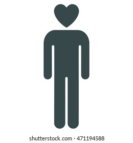 Lover Man icon. Vector style is flat iconic symbol with rounded angles, soft blue color, white background.