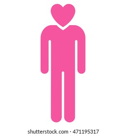 Lover Man icon. Vector style is flat iconic symbol with rounded angles, pink color, white background.