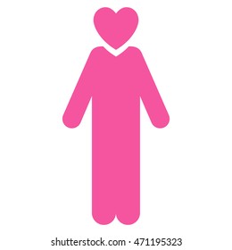 Lover Man icon. Vector style is flat iconic symbol with rounded angles, pink color, white background.