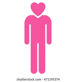 Lover Man icon. Vector style is flat iconic symbol with rounded angles, pink color, white background.