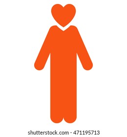 Lover Man icon. Vector style is flat iconic symbol with rounded angles, orange color, white background.