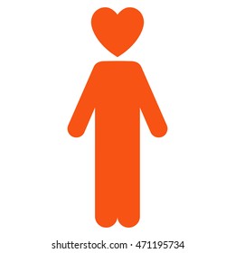 Lover Man icon. Vector style is flat iconic symbol with rounded angles, orange color, white background.