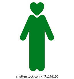 Lover Man icon. Vector style is flat iconic symbol with rounded angles, green color, white background.