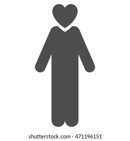 Lover Man icon. Vector style is flat iconic symbol with rounded angles, gray color, white background.