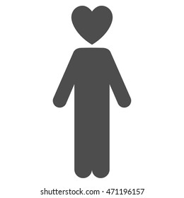 Lover Man icon. Vector style is flat iconic symbol with rounded angles, gray color, white background.