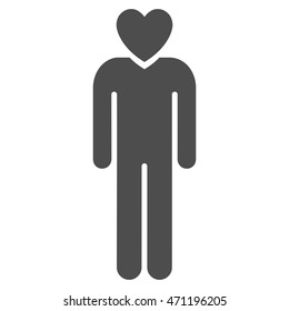Lover Man icon. Vector style is flat iconic symbol with rounded angles, gray color, white background.
