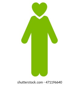 Lover Man icon. Vector style is flat iconic symbol with rounded angles, eco green color, white background.