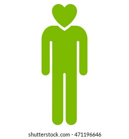 Lover Man icon. Vector style is flat iconic symbol with rounded angles, eco green color, white background.