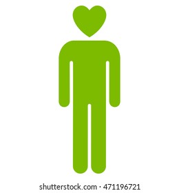 Lover Man icon. Vector style is flat iconic symbol with rounded angles, eco green color, white background.