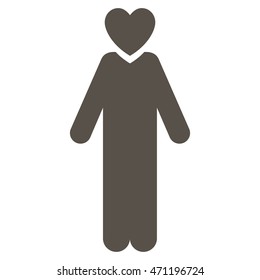 Lover Man icon. Vector style is flat iconic symbol with rounded angles, grey color, white background.