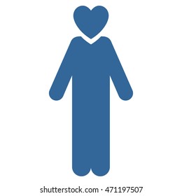 Lover Man icon. Vector style is flat iconic symbol with rounded angles, cobalt color, white background.