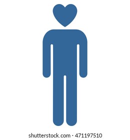 Lover Man icon. Vector style is flat iconic symbol with rounded angles, cobalt color, white background.