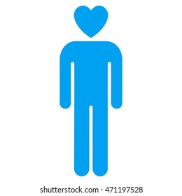 Lover Man icon. Vector style is flat iconic symbol with rounded angles, blue color, white background.