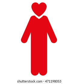 Lover Man icon. Vector style is flat iconic symbol with rounded angles, intensive red color, white background.