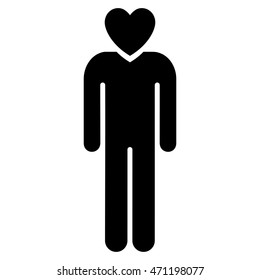 Lover Man icon. Vector style is flat iconic symbol with rounded angles, black color, white background.