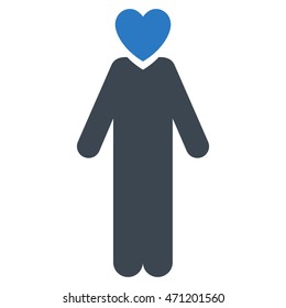 Lover Man icon. Vector style is bicolor flat iconic symbol with rounded angles, smooth blue colors, white background.