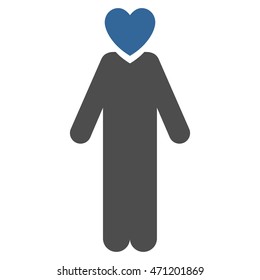 Lover Man icon. Vector style is bicolor flat iconic symbol with rounded angles, cobalt and gray colors, white background.