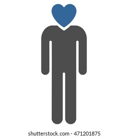 Lover Man icon. Vector style is bicolor flat iconic symbol with rounded angles, cobalt and gray colors, white background.