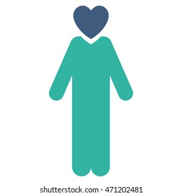 Lover Man icon. Vector style is bicolor flat iconic symbol with rounded angles, cobalt and cyan colors, white background.