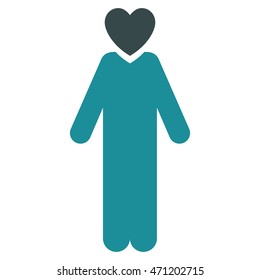 Lover Man icon. Vector style is bicolor flat iconic symbol with rounded angles, soft blue colors, white background.