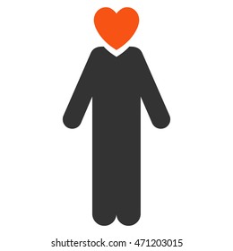 Lover Man icon. Vector style is bicolor flat iconic symbol with rounded angles, orange and gray colors, white background.