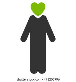 Lover Man icon. Vector style is bicolor flat iconic symbol with rounded angles, eco green and gray colors, white background.