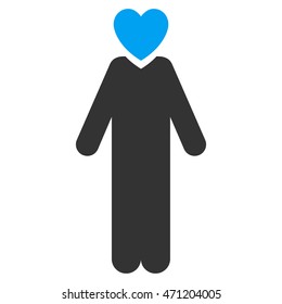 Lover Man icon. Vector style is bicolor flat iconic symbol with rounded angles, blue and gray colors, white background.