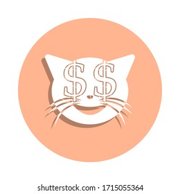 Lover of money cat badge icon. Simple glyph, flat vector of cat smile icons for ui and ux, website or mobile application