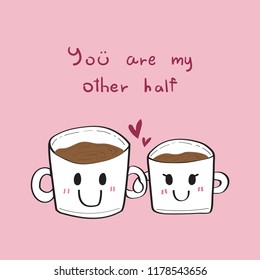Lover mug hand-drawn vector.