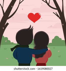 Lover with nature and beautiful sky concept.