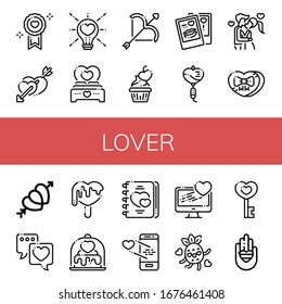 lover simple icons set. Contains such icons as Love, Hearts, Kiss, can be used for web, mobile and logo