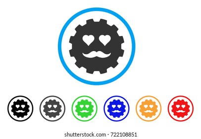 Lover Smiley Gear icon. Vector illustration style is a flat iconic lover smiley gear symbol with black, grey, green, blue, red, orange color additional versions.
