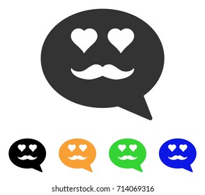 Lover Smiley Message icon. Vector illustration style is a flat iconic lover smiley message symbol with black, grey, green, blue, yellow color variants. Designed for web and software interfaces.