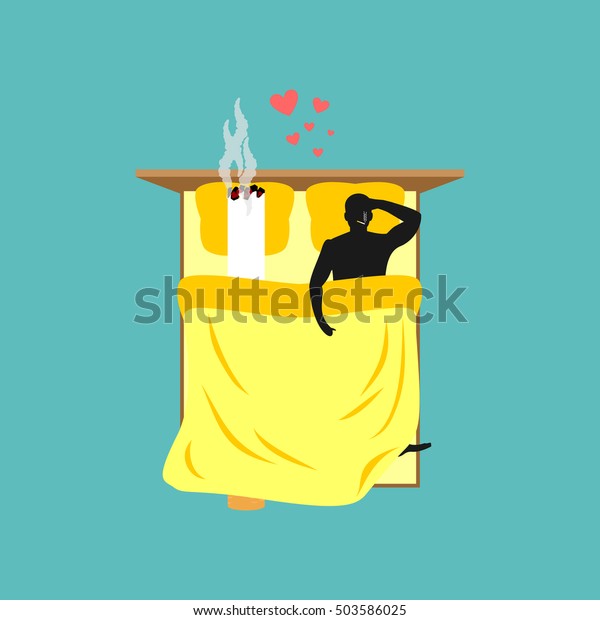 Lover Smoke Man Cigarette Bed Ciggy Stock Vector (Royalty Free) 503586025