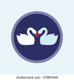 lover swan flat icon romantic valentine symbol. Vector Illustration. Design element for Wedding, anniversary, Birthday, Valentines Day, party invitations.