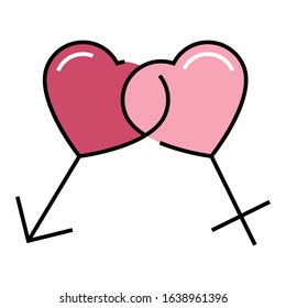 Lover Symbol, Valentines day Decoration Sign, Pair of Heart Vector Icon Design
