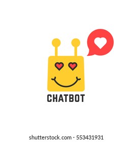 lover yellow chatbot icon. concept of internet ai, text, chat bubble, conversation, love, spam, joy, happy valentine day. flat style trend modern logotype graphic art design on white background