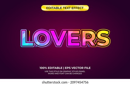 lovers 3d text effect with fun and colorful theme. typography template for colorful products.