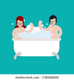 Amantes del baño en el baño. Amante pareja amiga y chica. Relación romántica. Ilustración de amor 6
 
