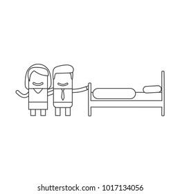 Lovers with a bed, vector illustration design. Love collection.