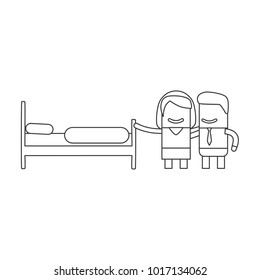 Lovers with a bed, vector illustration design. Love collection.