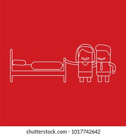 Lovers with a bed, vector illustration design. Love collection.