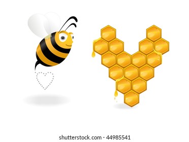 lovers bees with heart