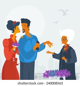 Lovers buy flowers