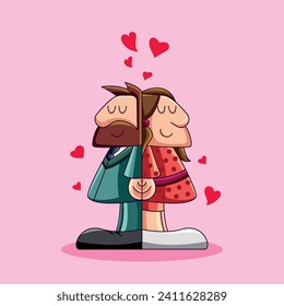 lovers in caricature, illustration in vector cartoon style