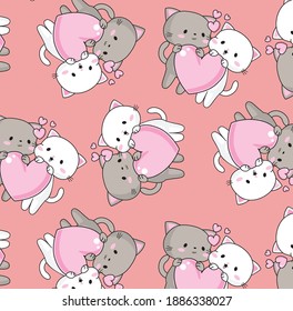 Lovers cat seamless pattern for textile print design and other design